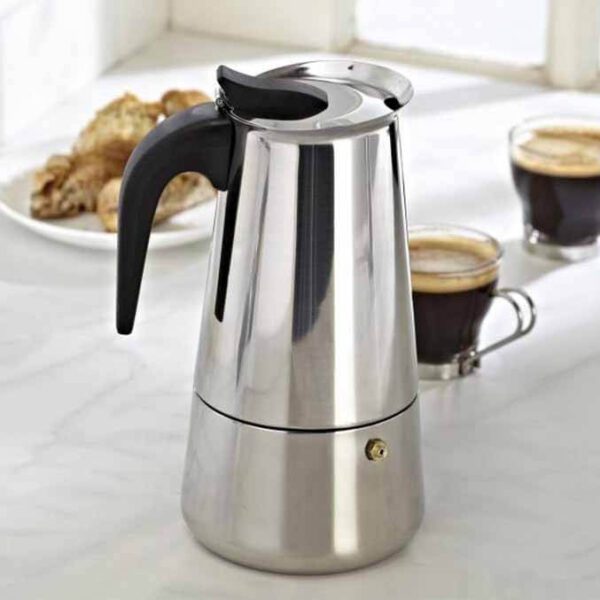 قهوه جوش استیل 6 کاپ میرالوکس مدل ML-8008 | قهوه جوش اسپرسو ساز 6 کاپ تمام استیل 6 آیلامارکت